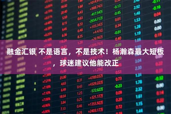 融金汇银 不是语言，不是技术！杨瀚森最大短板，球迷建议他能改正